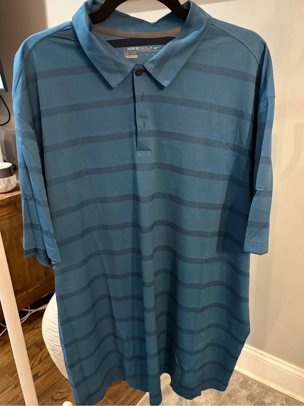 Nike Teal Blue Horizontal-Stripe Golf Polo men’s size xxl